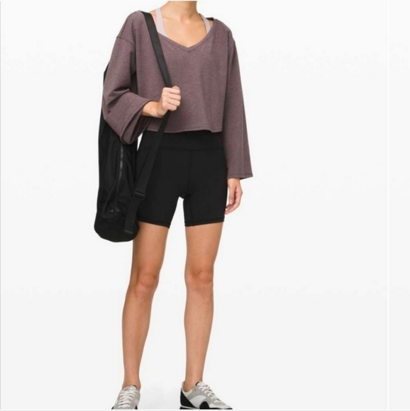 Lululemon Show Your Depth Long Sleeve Heathered Antique Bark Cropped Sweatshirt - Picture 11 of 11